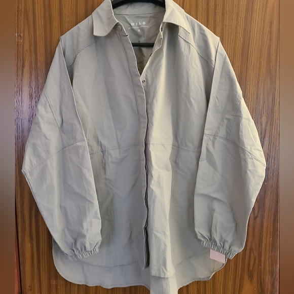 NWT Wilo The Label Parachute Shirt Sage Green in Size Small - Picture 1 of 11